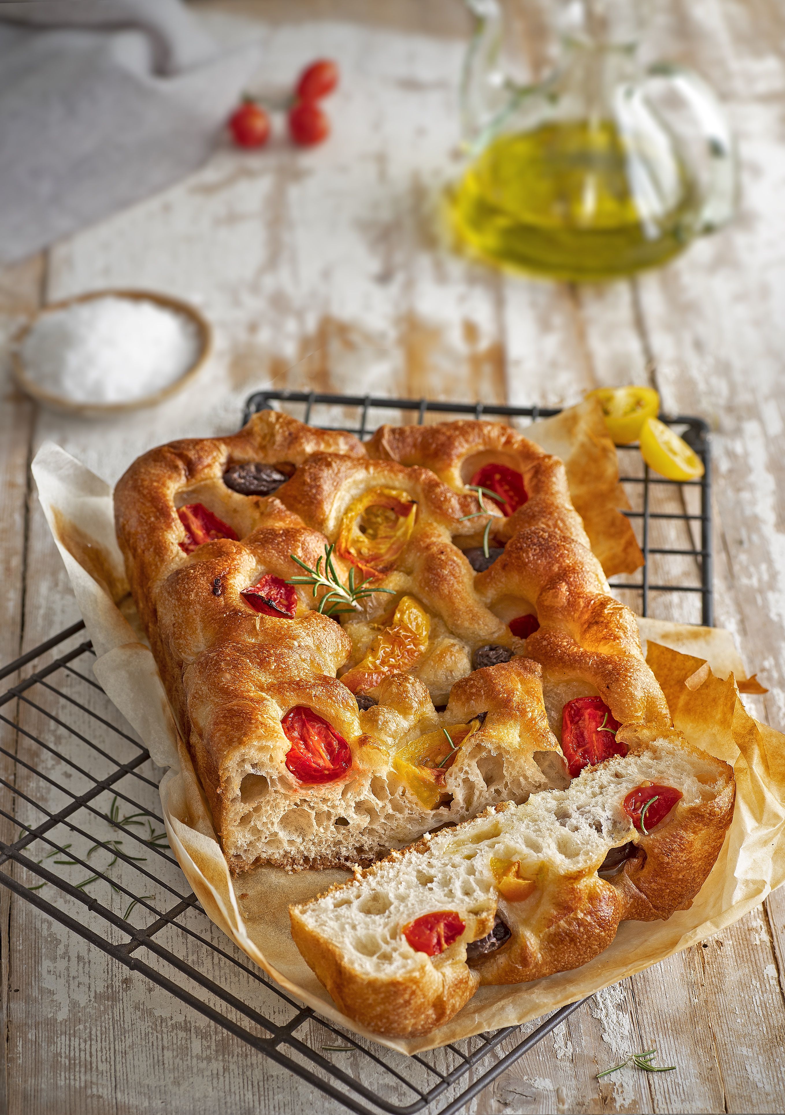 Focaccia de tomàquets amb esponja