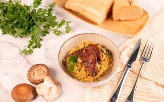 Risotto de otoño con foie-gras y shiitake