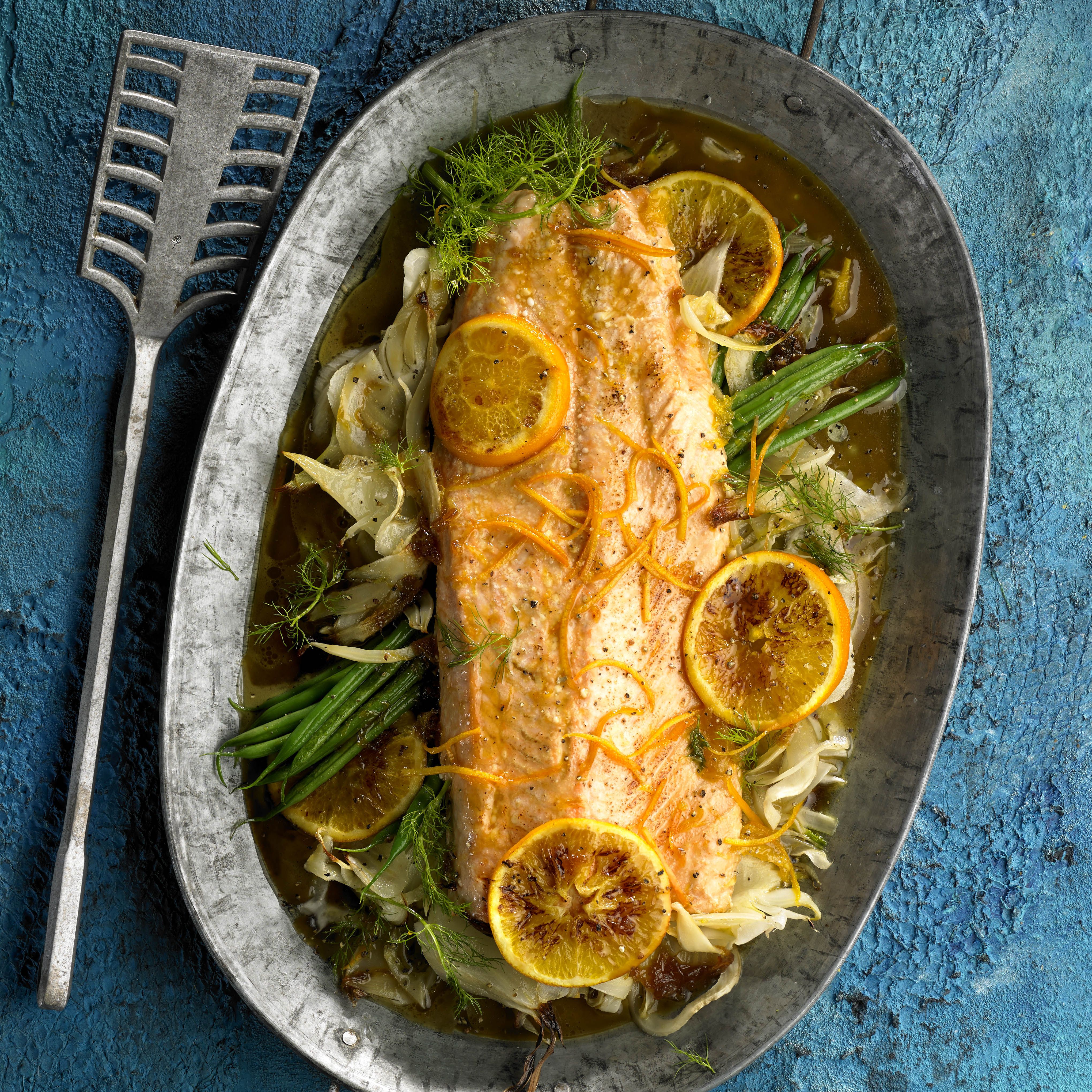 Salmó amb salsa de taronja