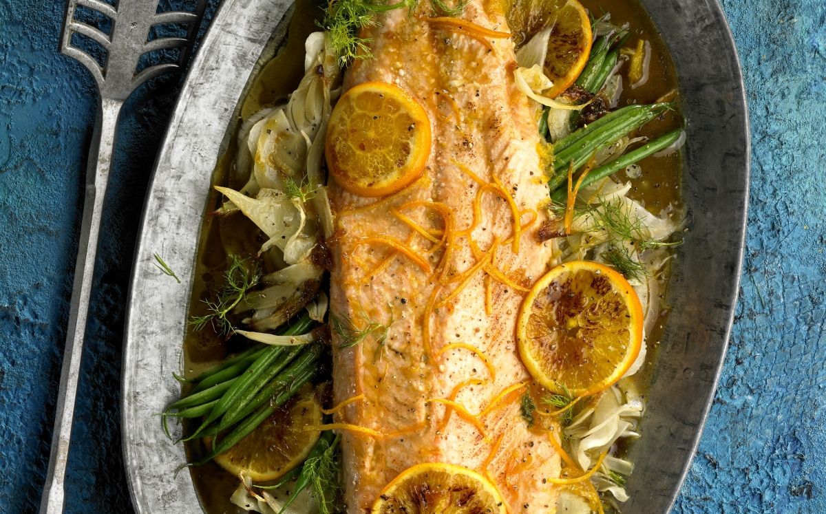 Salmó amb salsa de taronja