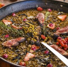 Arròs amb ànec, ceps i fruites del bosc