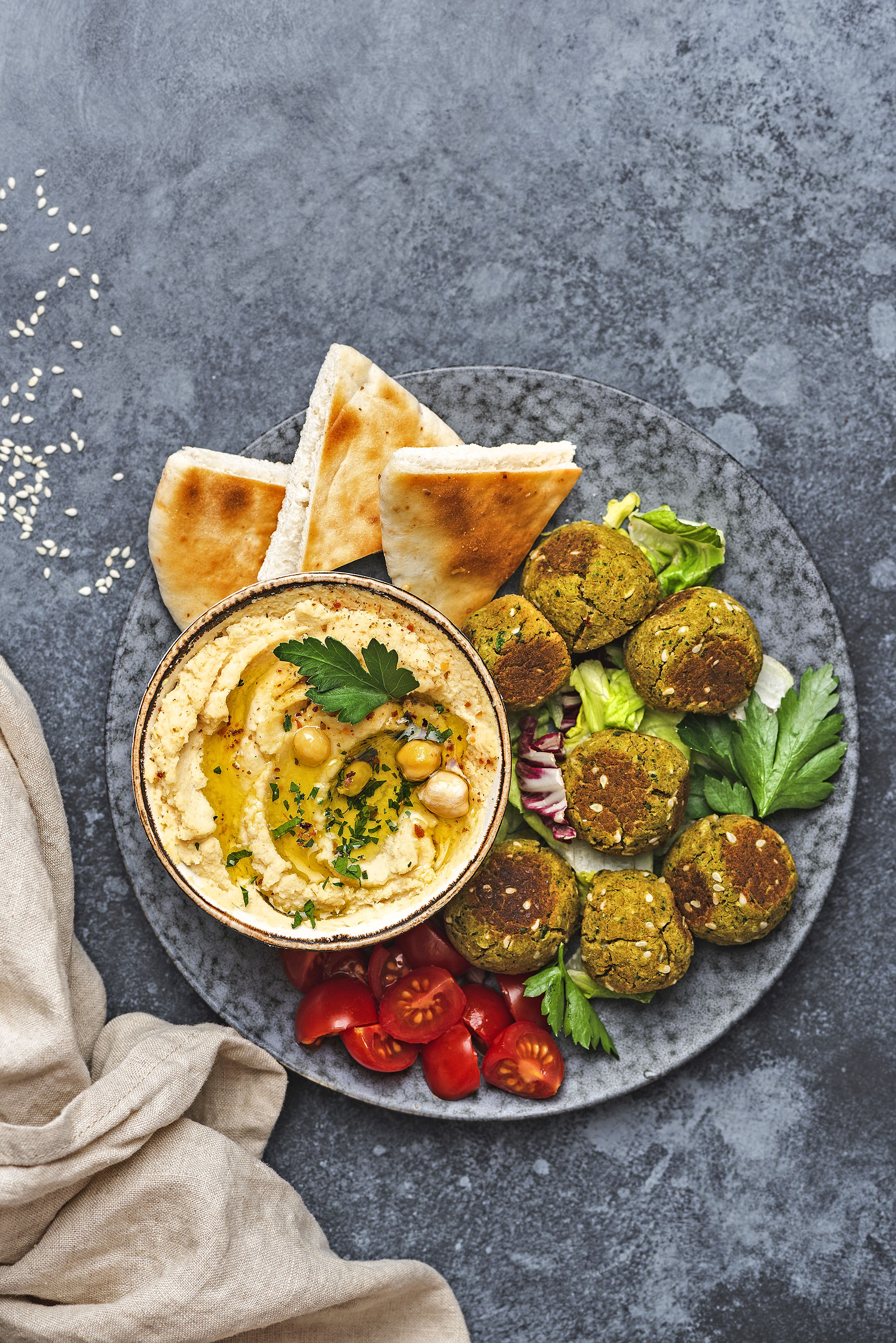 Falàfel amb hummus i pa de pita