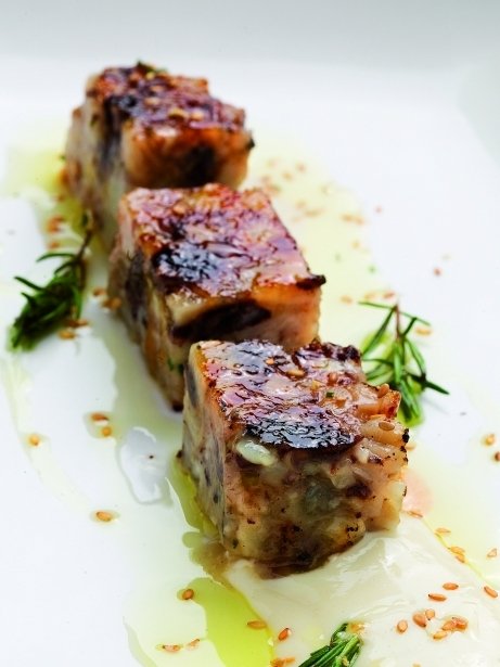 Terrina de porc amb salsa agredolça