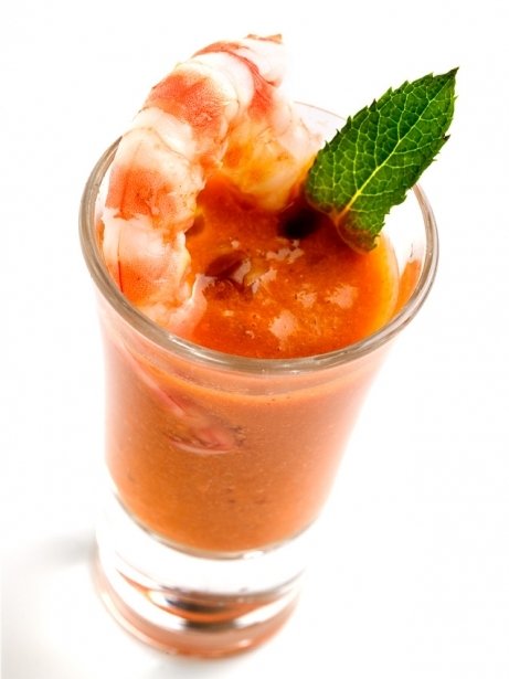 Gotet de gazpacho con langostino