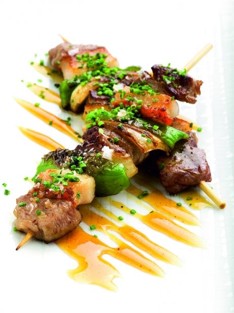 Brocheta de cerdo ibérico con reducción de whisky