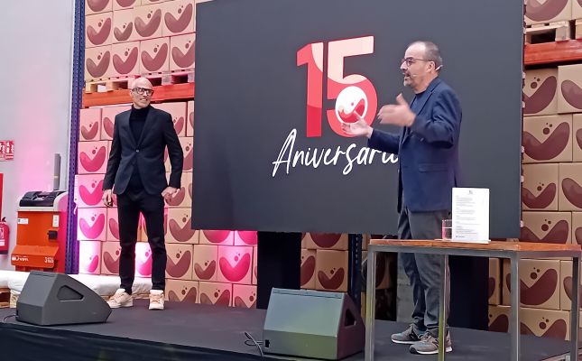 Héctor Pla i Oriol Ripoll en un moment de la presentació de la festa del 15è aniversari de Decàntalo