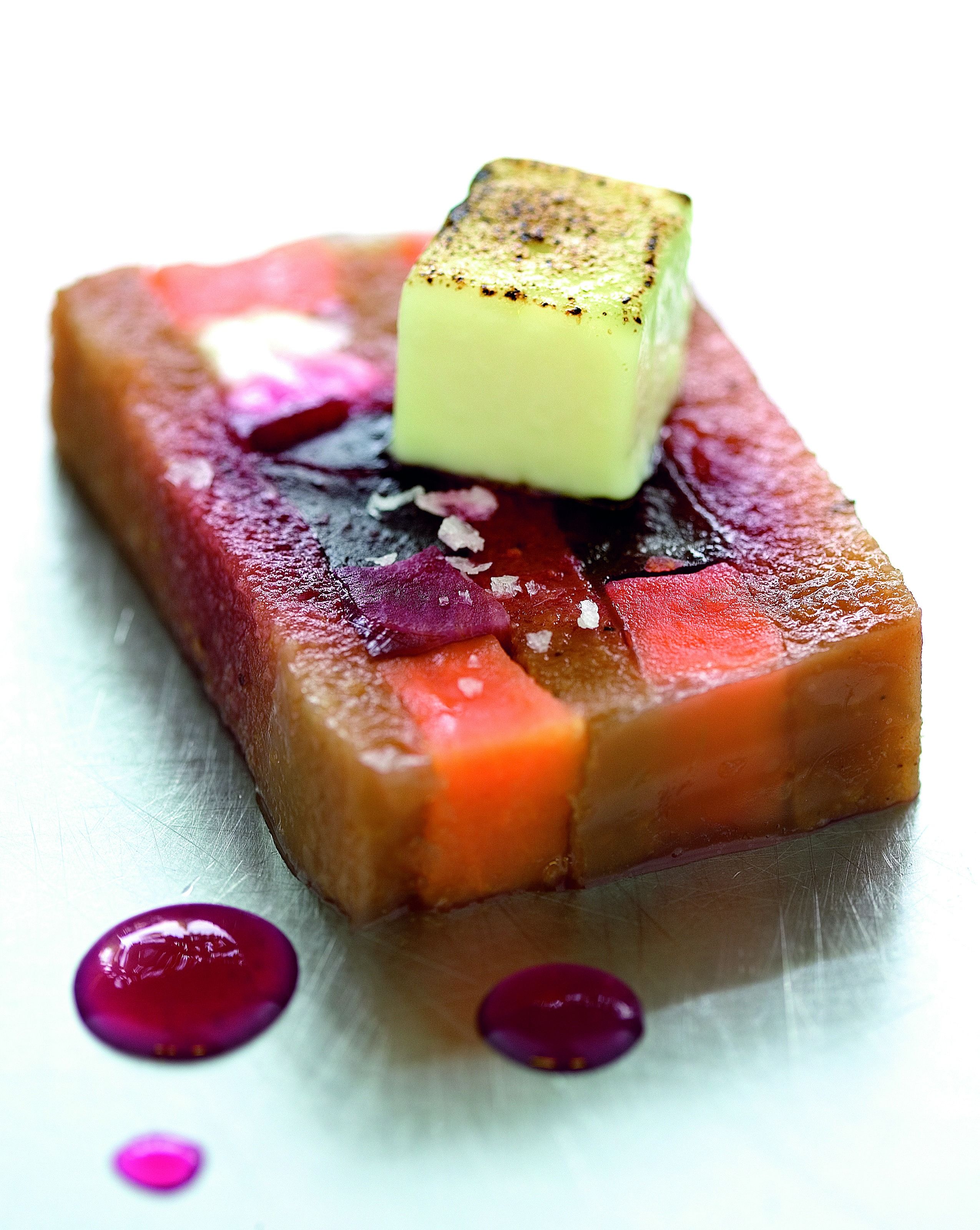 Premsat de tubercles, codonyat i formatge de cabra