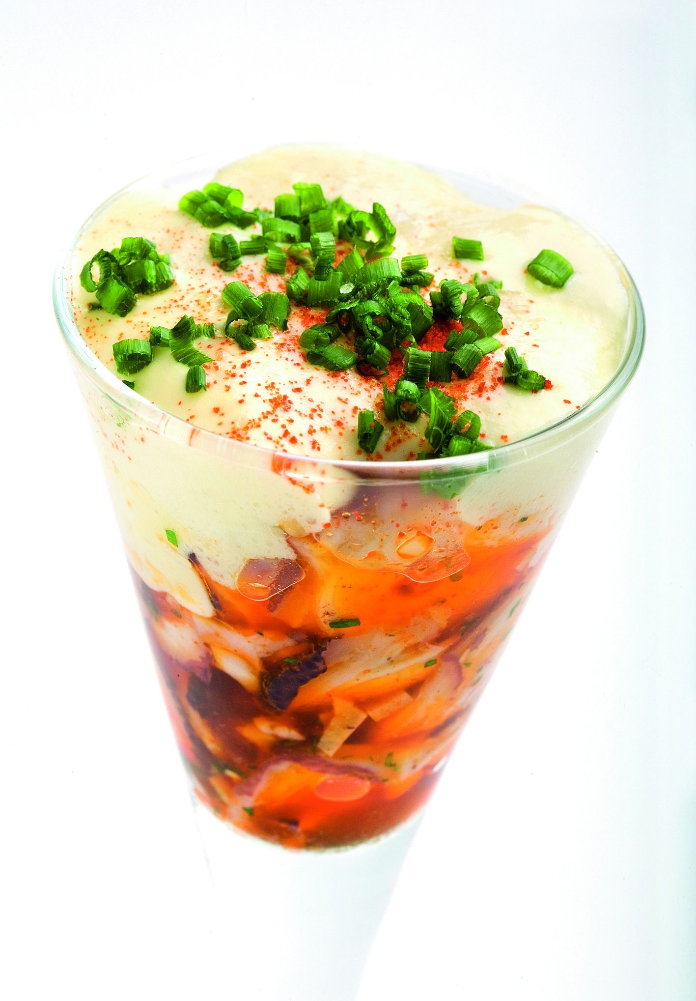 Pop roquer amb allada amb escuma calenta de truita de patates