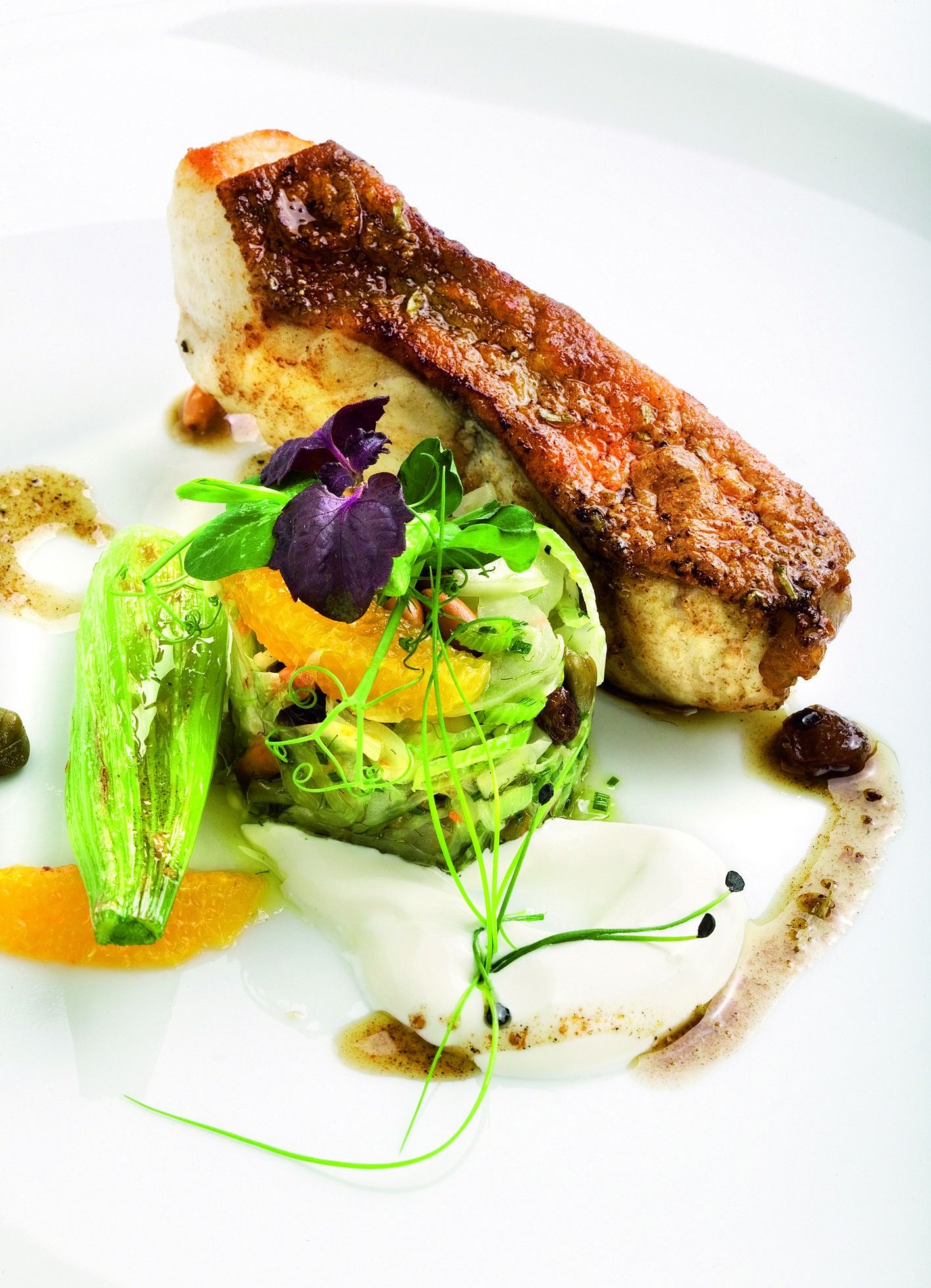 Déntol amb amanida tèbia de fonoll