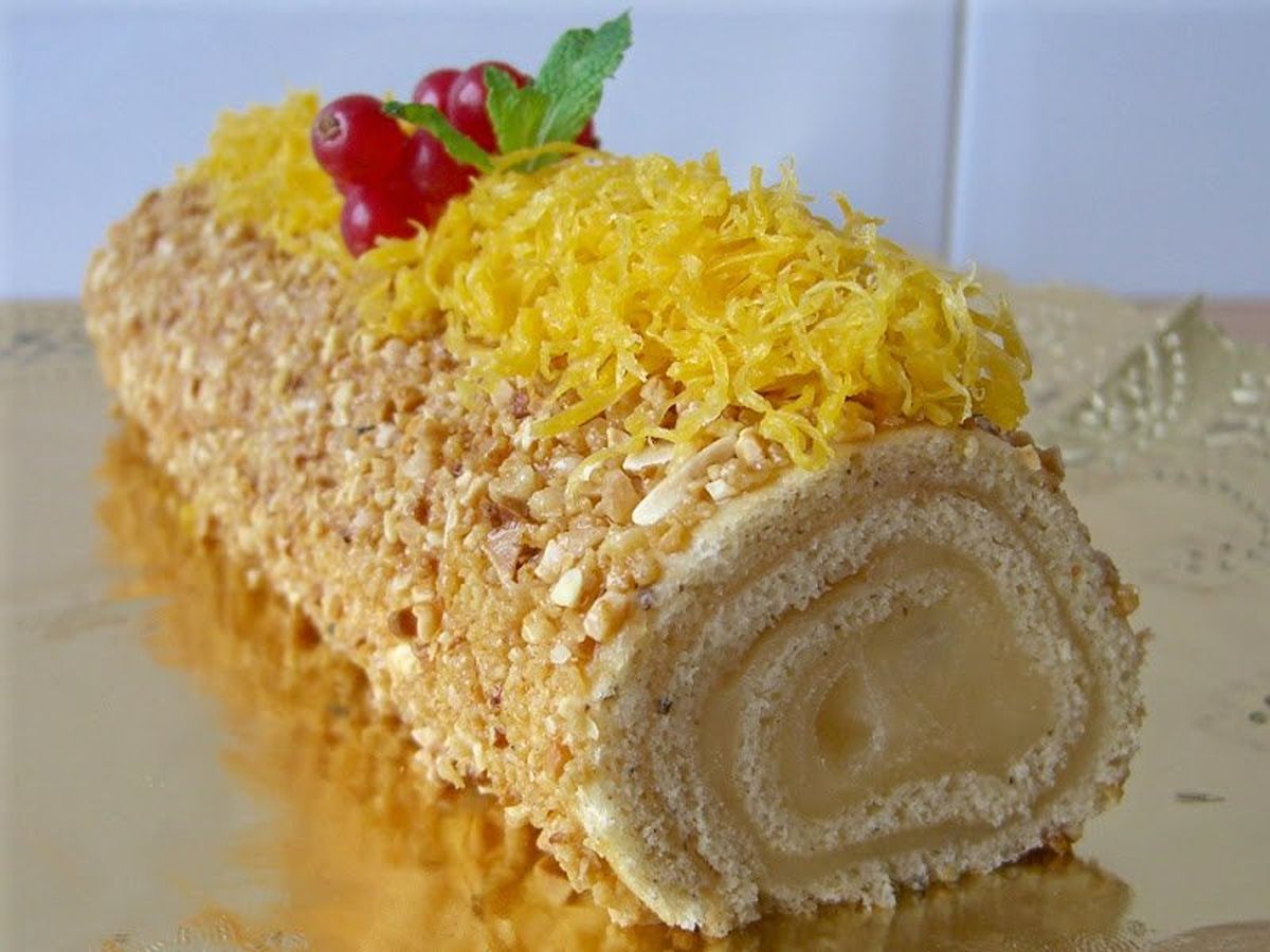 Braç de gitano amb crema de llimona i menta