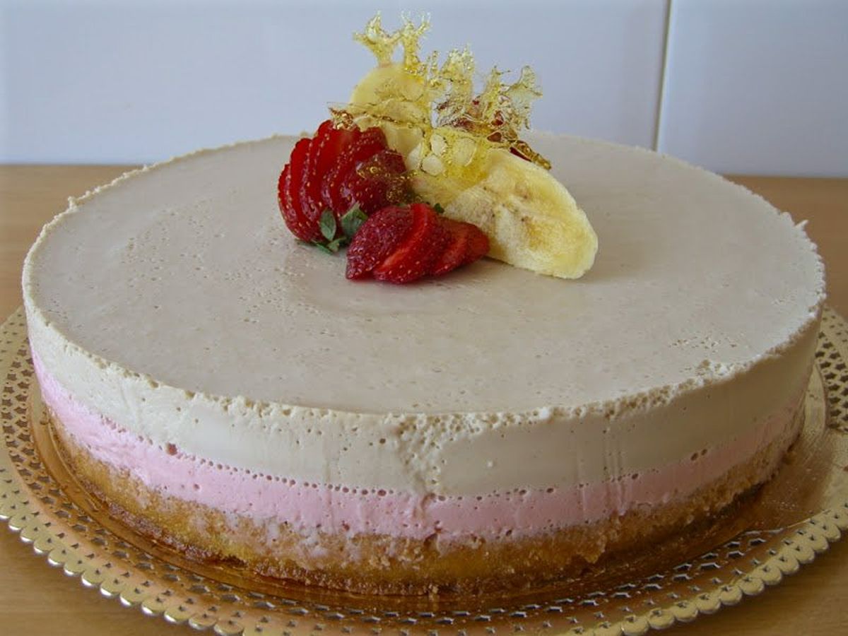 pastís de maduixa i platan