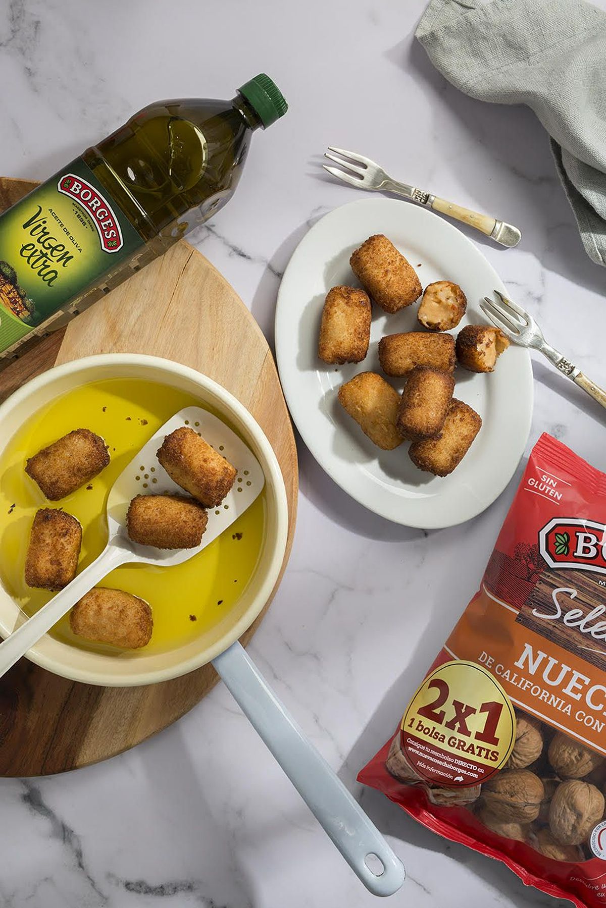 Croquetes de gambes i nous