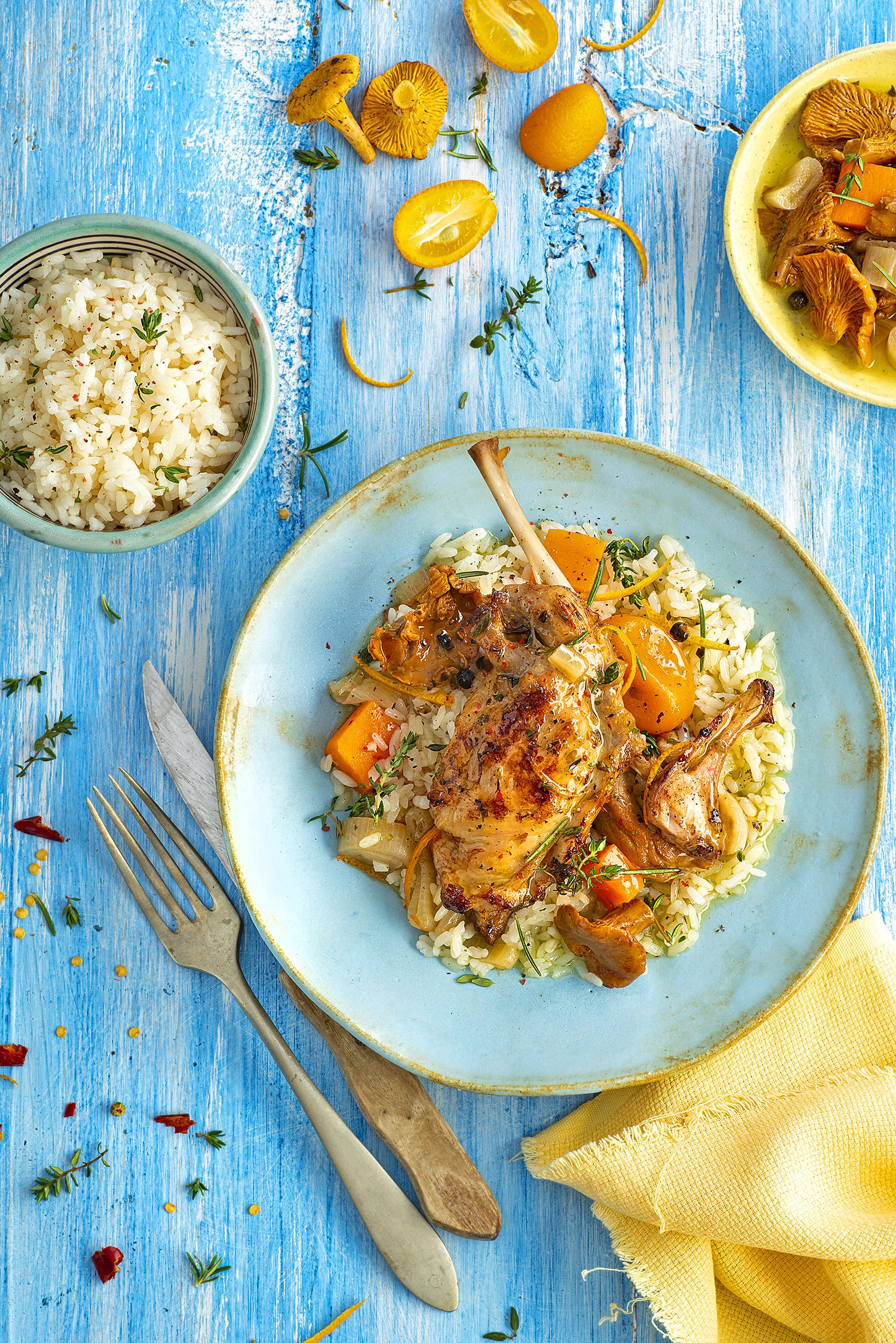 Conill en escabetx amb aroma de citrics