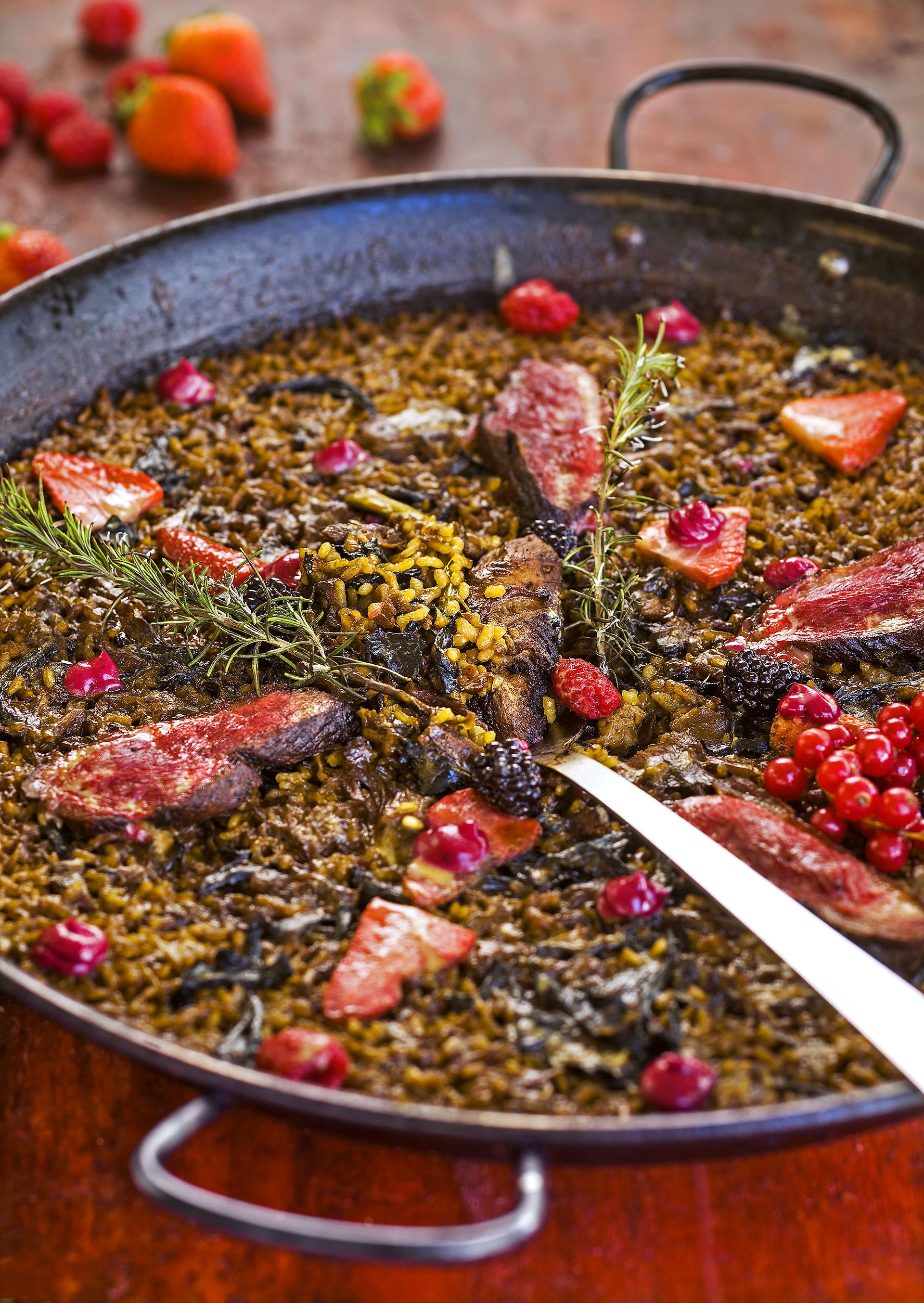 Arròs d'ànec, ceps i fruites del bosc