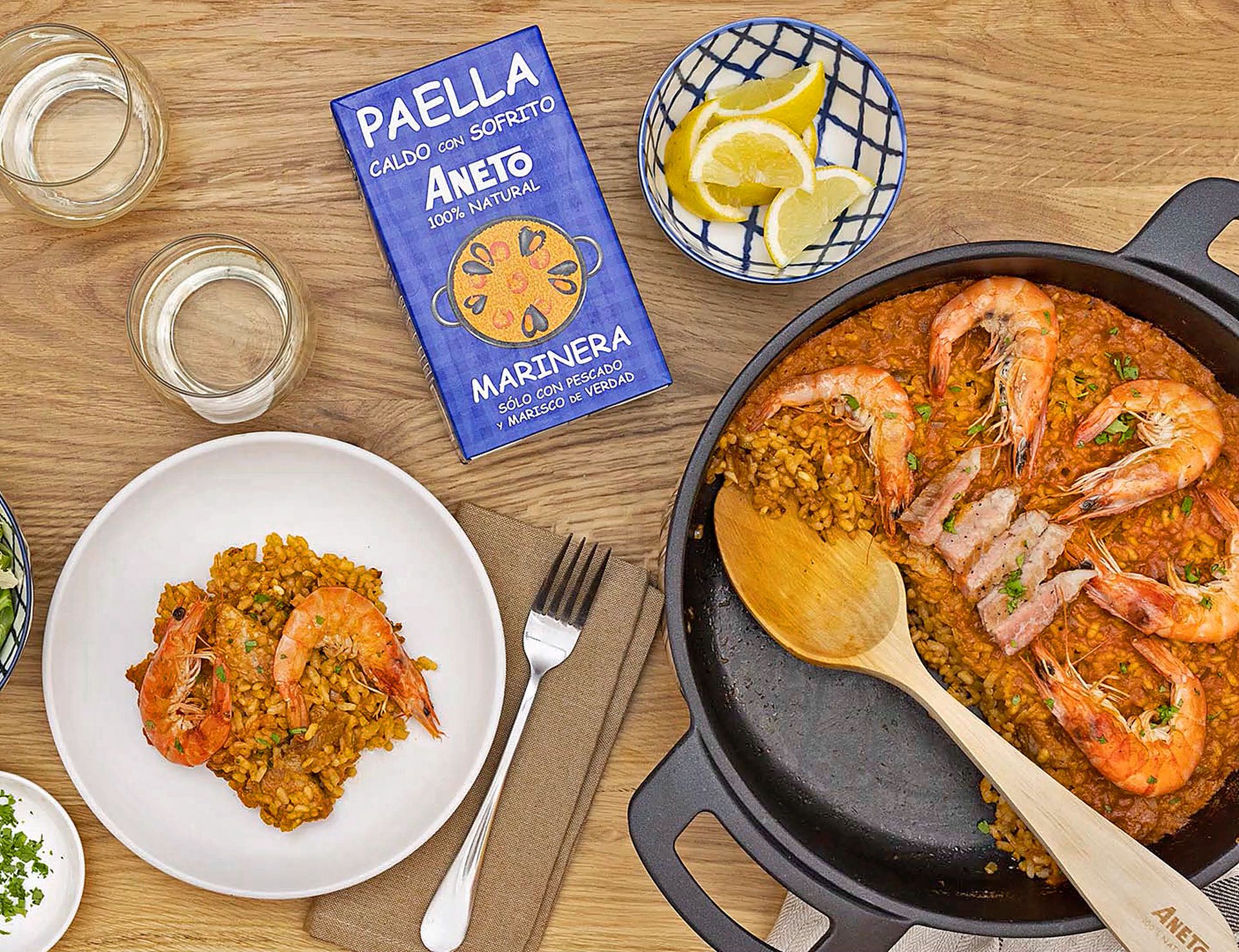 Arròs de llagostins i secret ibèric