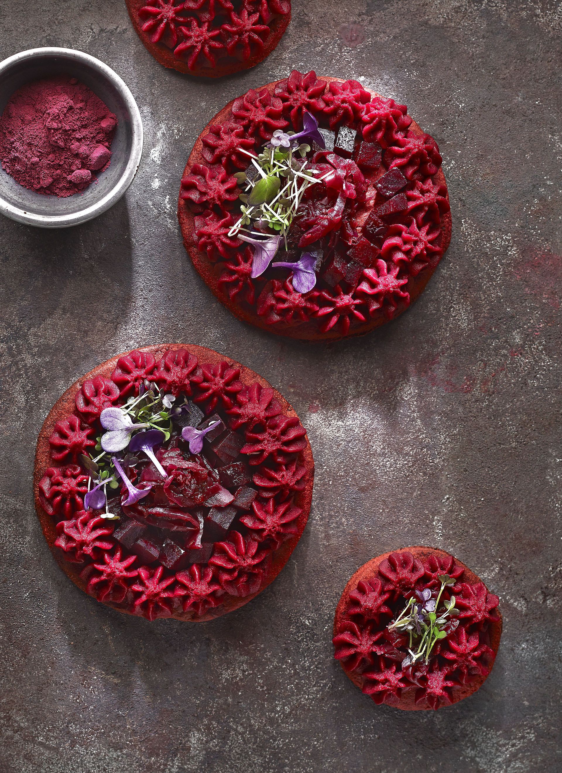 Sablé de remolatxa i Parmentier