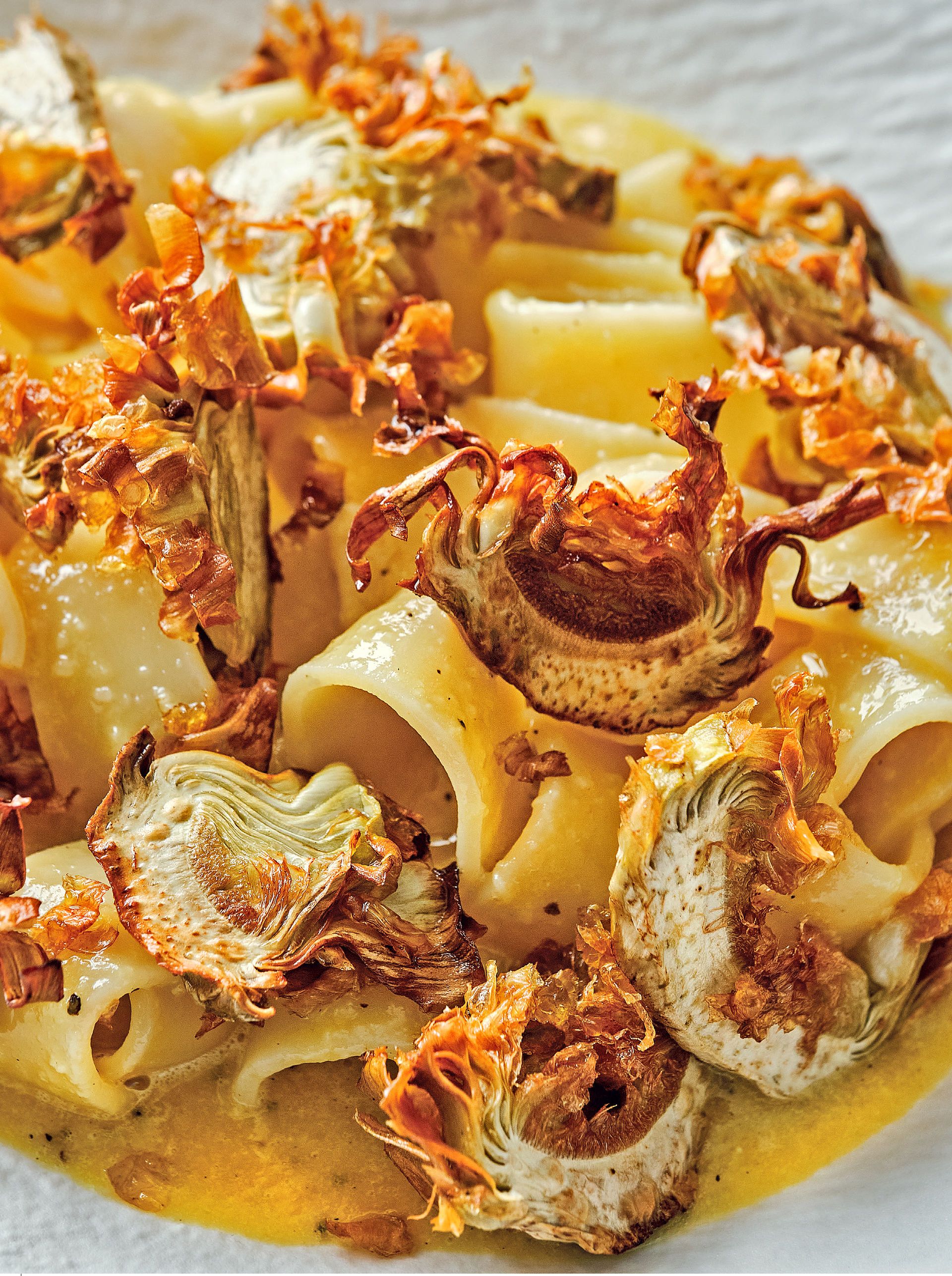Cintes a la carbonara de carxofa