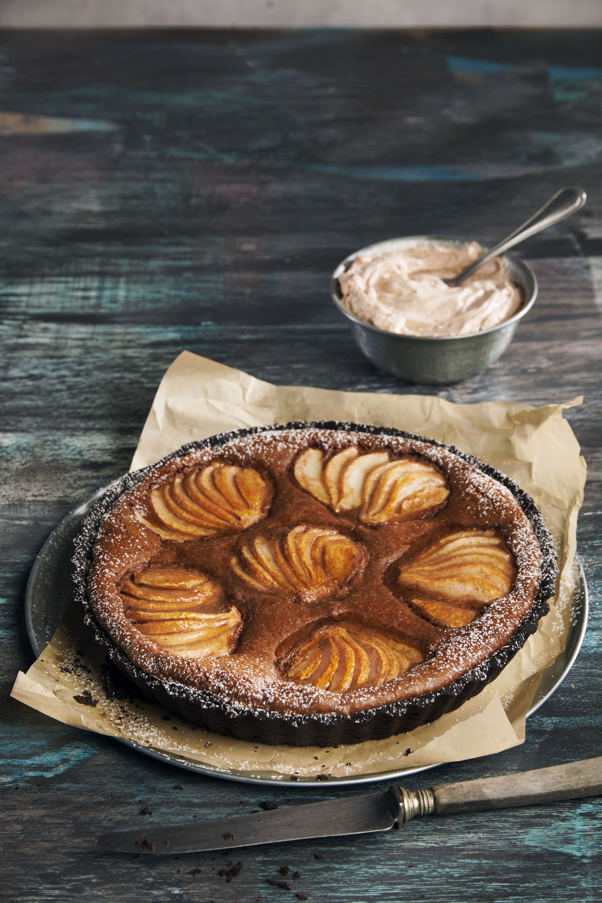 Pastís de xocolata, peres i gingebre