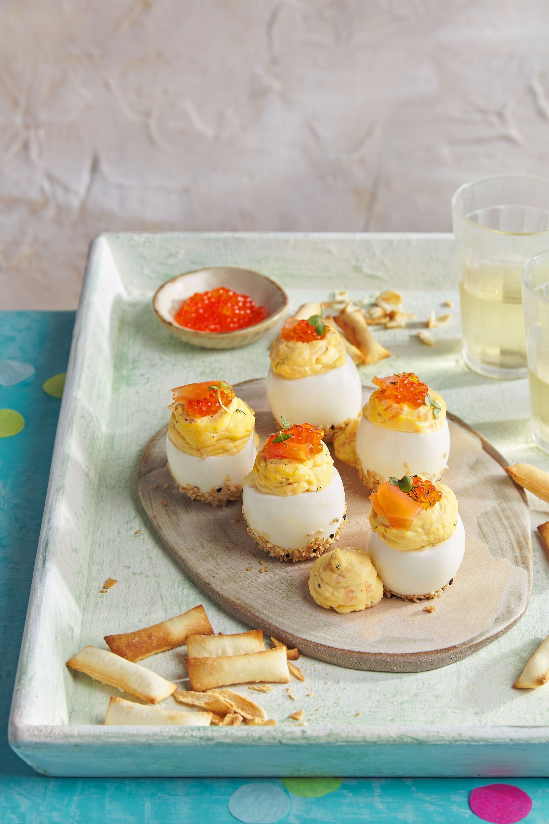 Ous mimosa amb salmó fumat