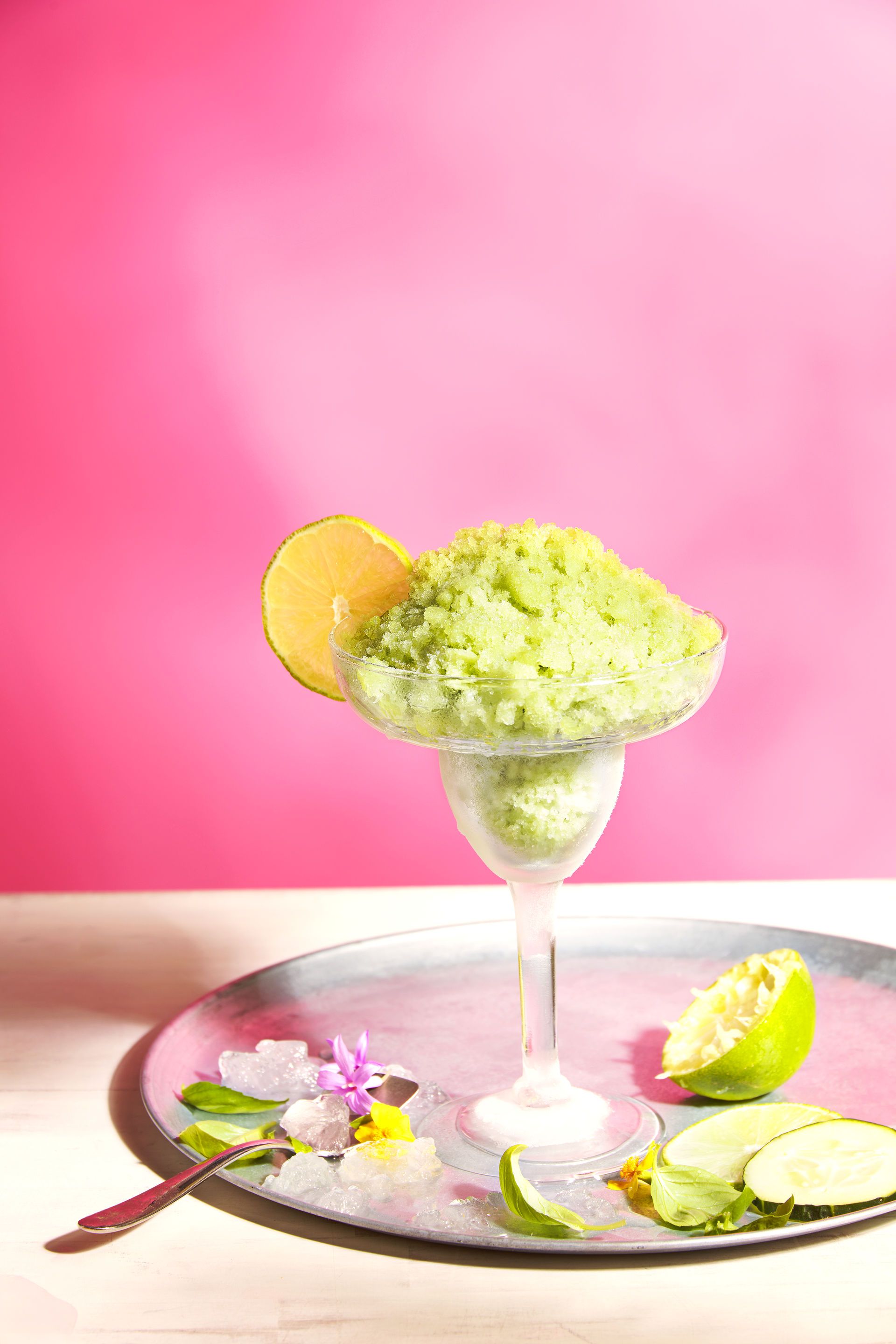 Granissat de meló, cogombre i alfàbrega