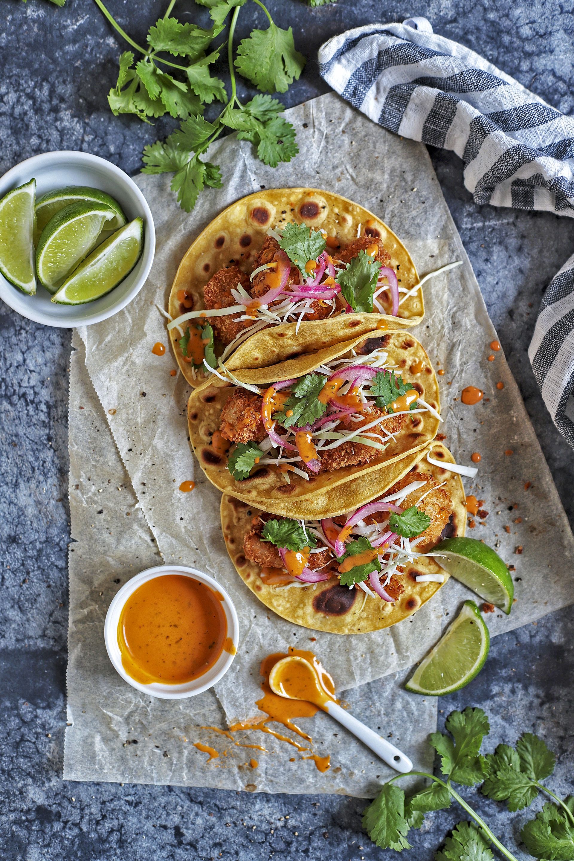 Tacos amb bròtola cruixent