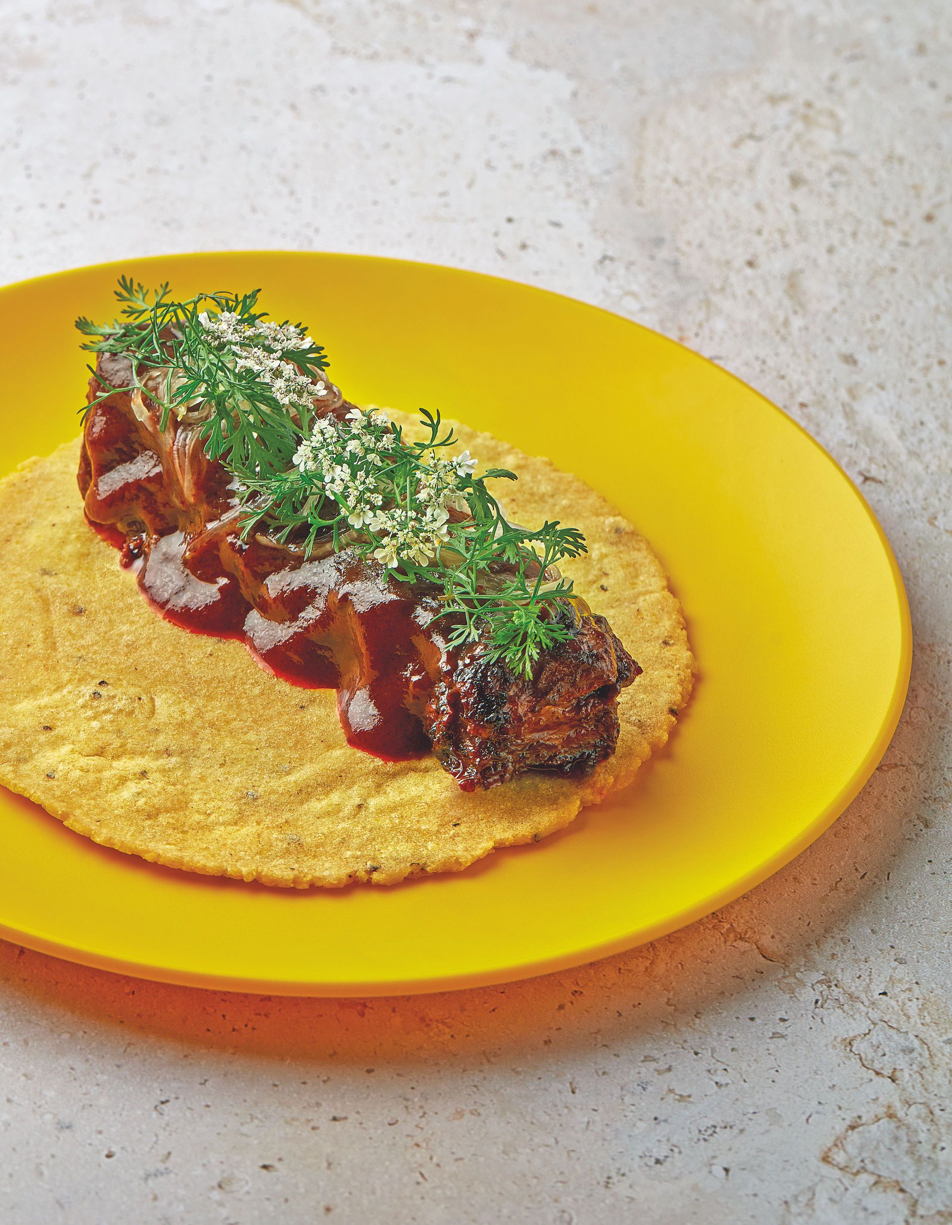 Taco de costella de l'àvia Flor Taco de costella de l'àvia Flor