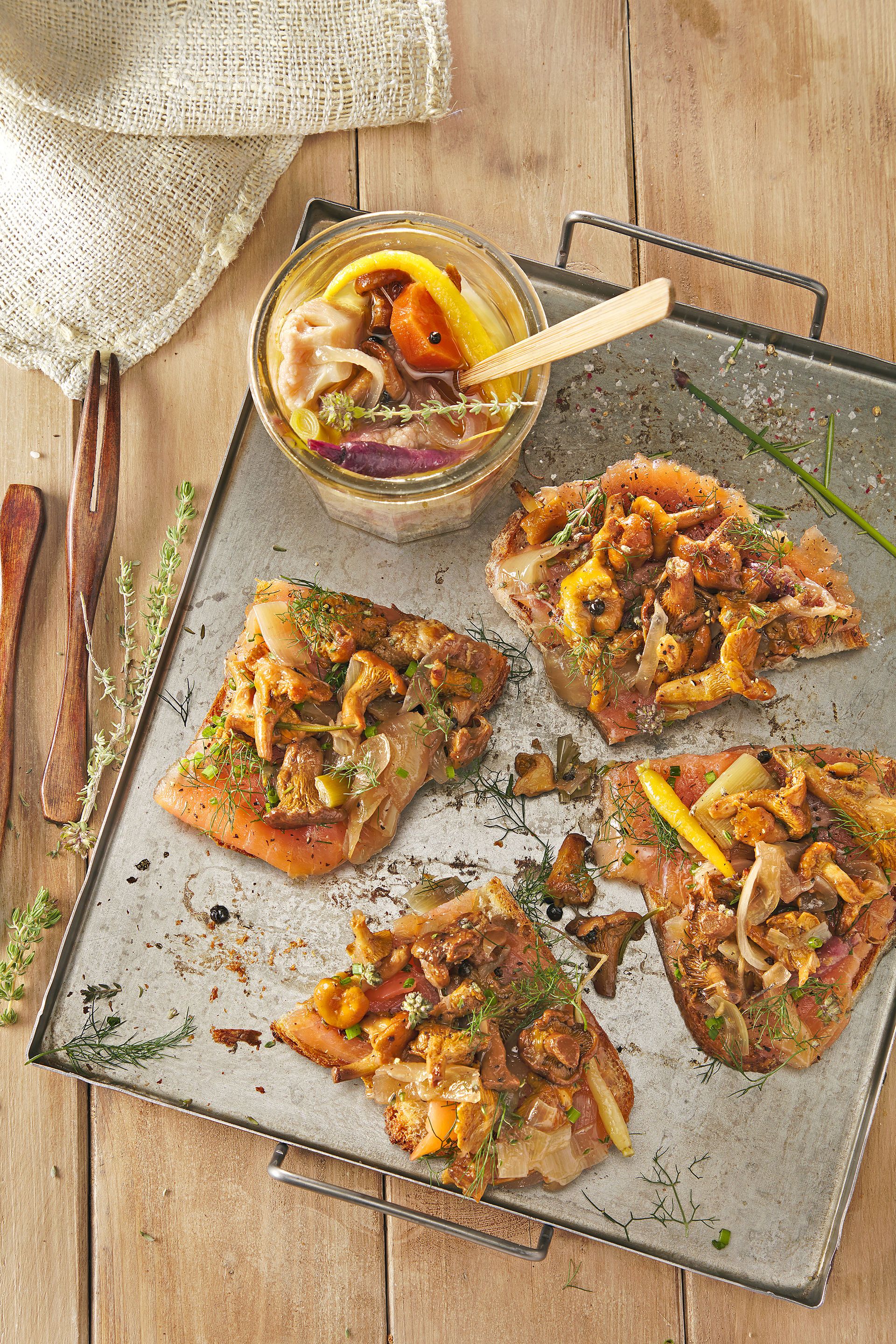 toastadas de setas en escabeche r