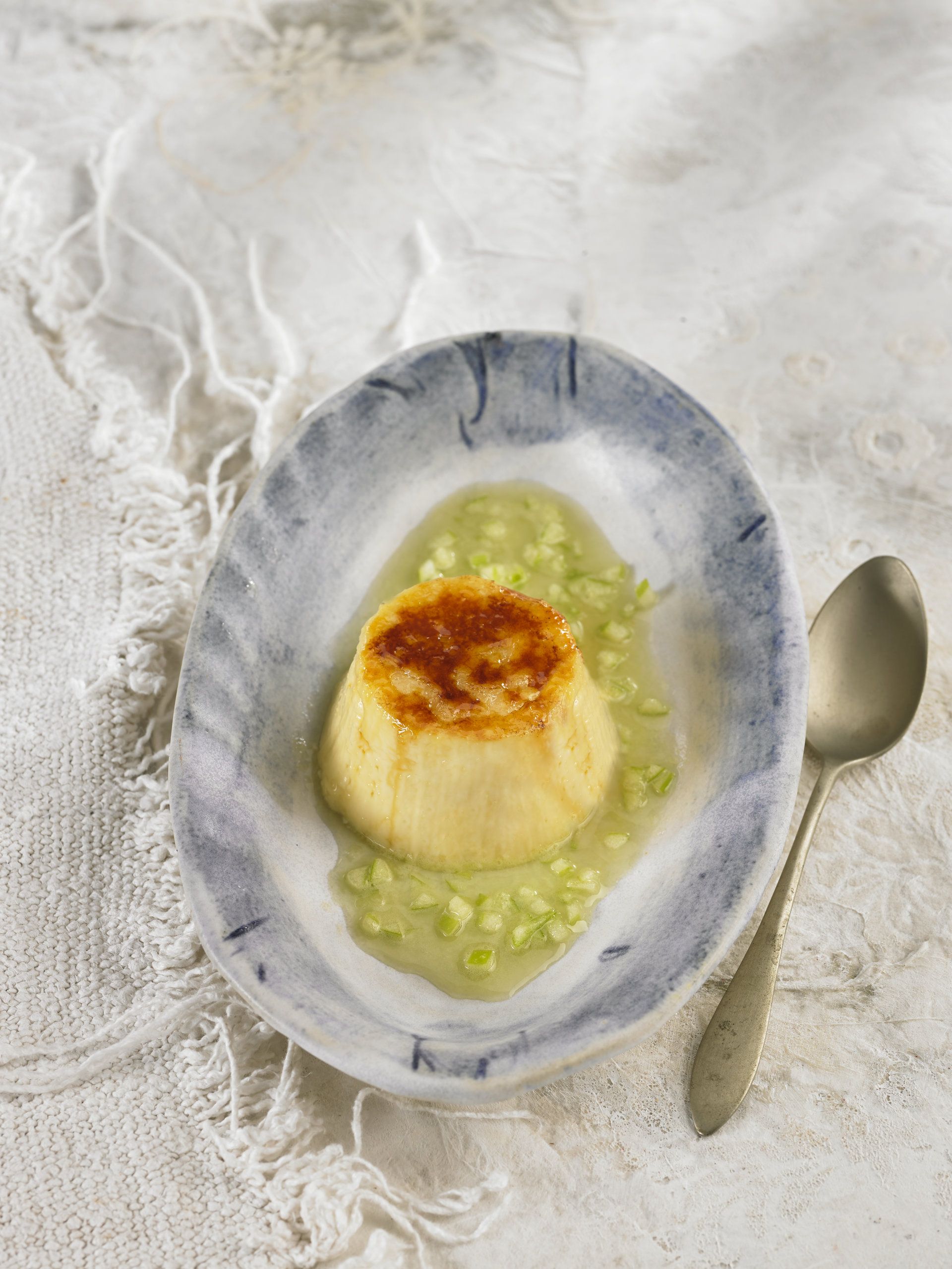 Crema de vainilla amb poma verda