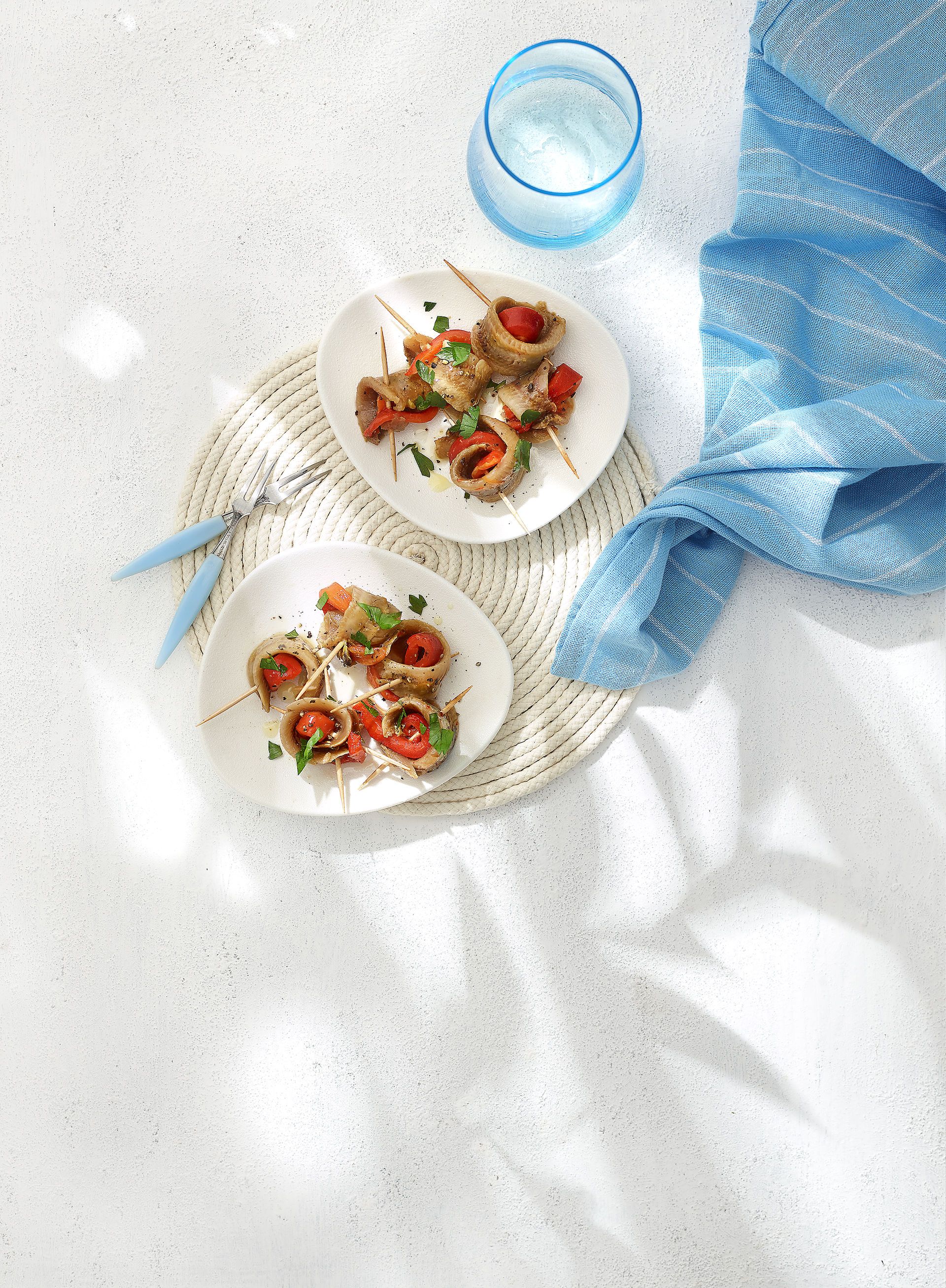 Sardines marinades amb pebrot escalivat
