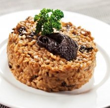 Risotto de trompetes de la mort amb gorgonzola