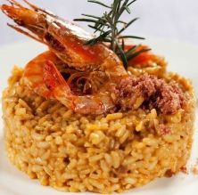 Risotto de gambes i cecina