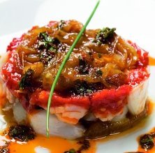 Bacalao con mermelada de cebolla y tomate