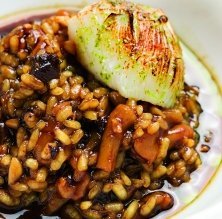 Arroz de tripa de bacalao con vieira