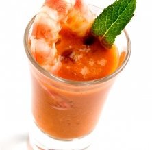 Gotet de gazpacho con langostino