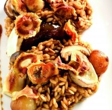 Arroz con alcachofas y boletus