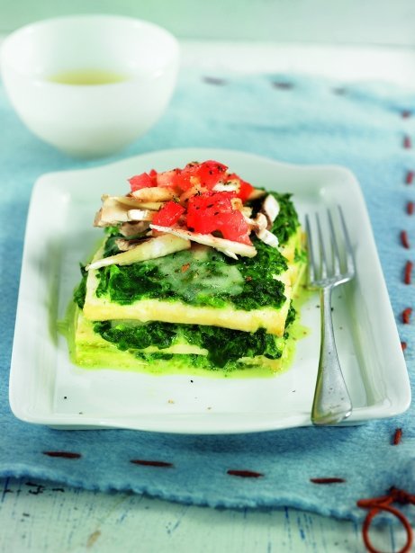 Lasanya de tofu y espinacas