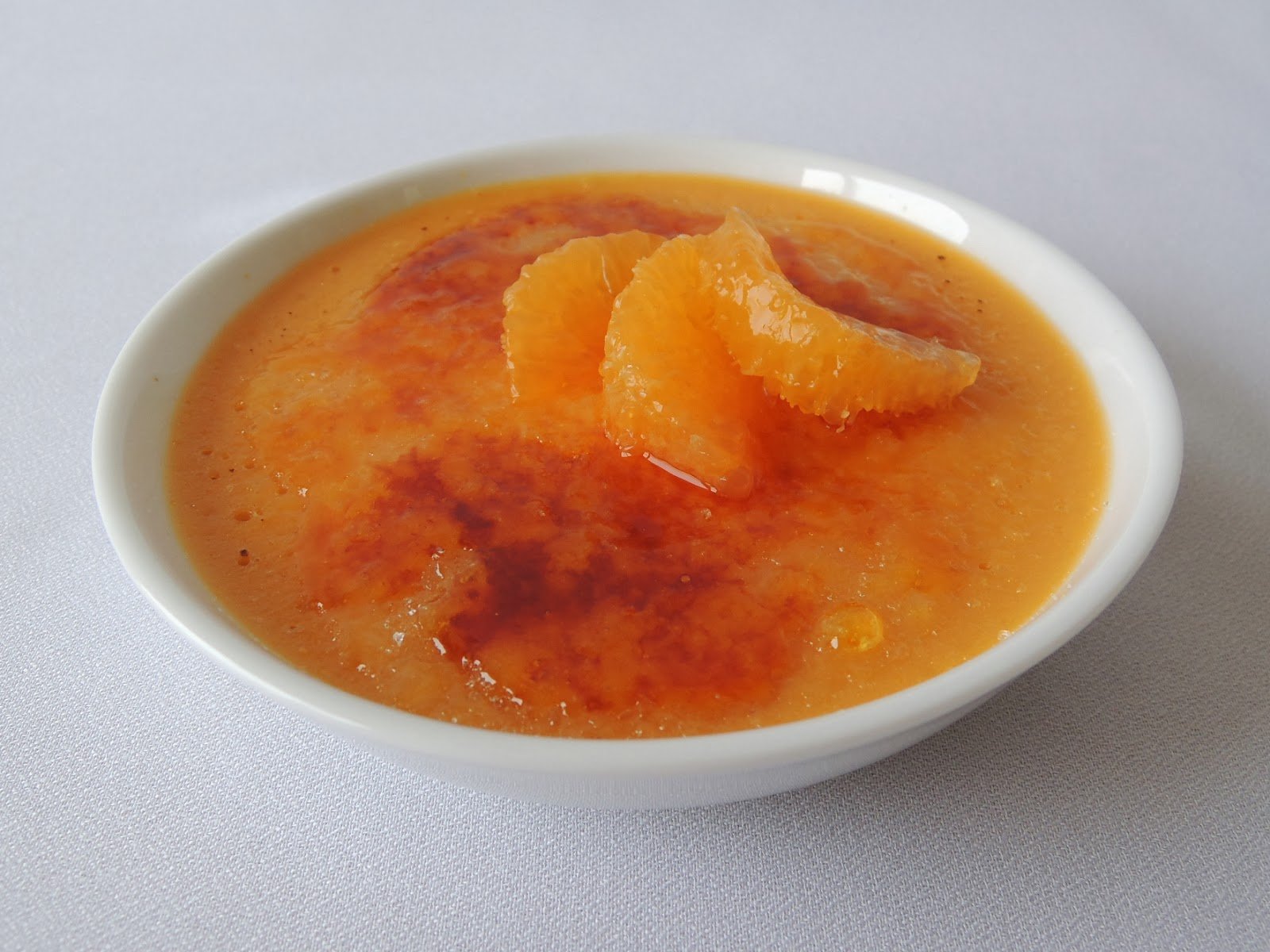 Crème brûlée de boniato y mandarina
