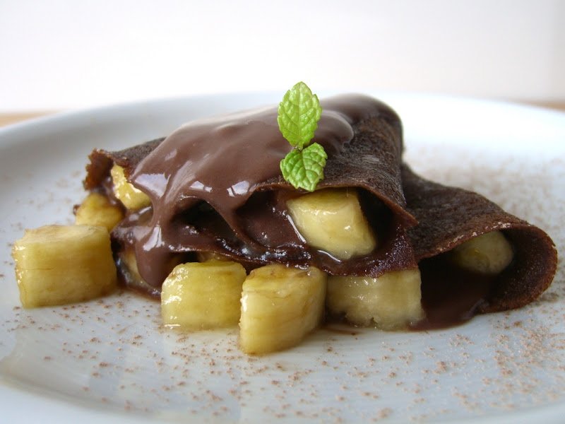 Crep de cacao, chocolate y plátano