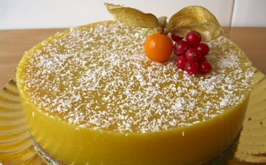 Pastel de mango con agar-agar