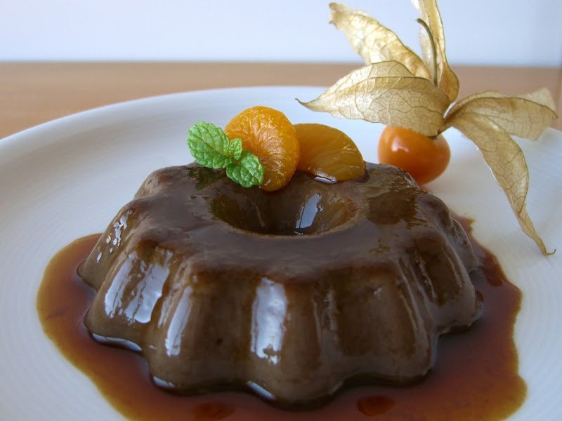 Flan de chocolate y naranja