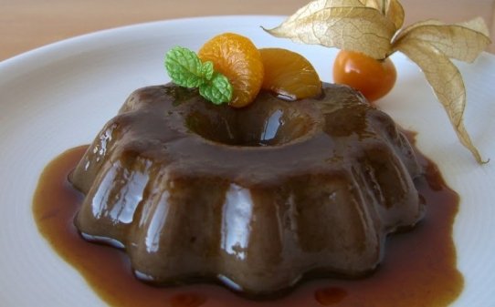 Flan de chocolate y naranja