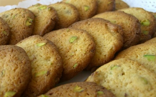 Galletas de pistachos, lima y lemon curd