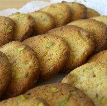 Galletas de pistachos, lima y 'lemon curd'