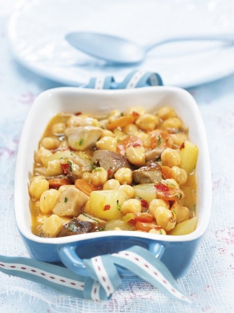 Garbanzos con cepos y verduras