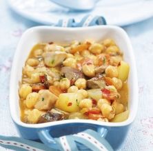 Garbanzos con cepos y verduras