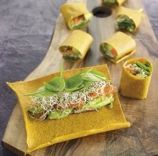 Crep de calabaza, aguacate y germinados