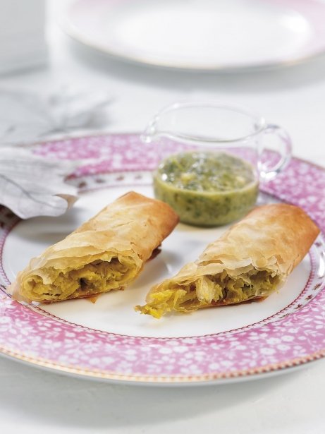 Rollitos de Navidad con pesto de almendras