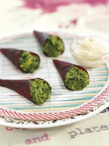 Cucurutxos de remolatxa amb crema de llimona