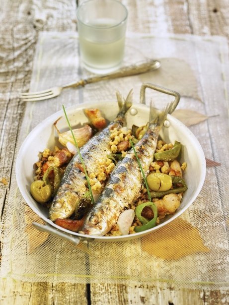 Sardines a la planxa amb molles