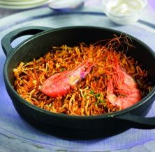 'Rossejat' de fideos con gambas de palamós